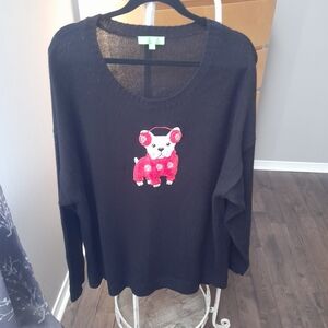Black Sweater with Dog Design